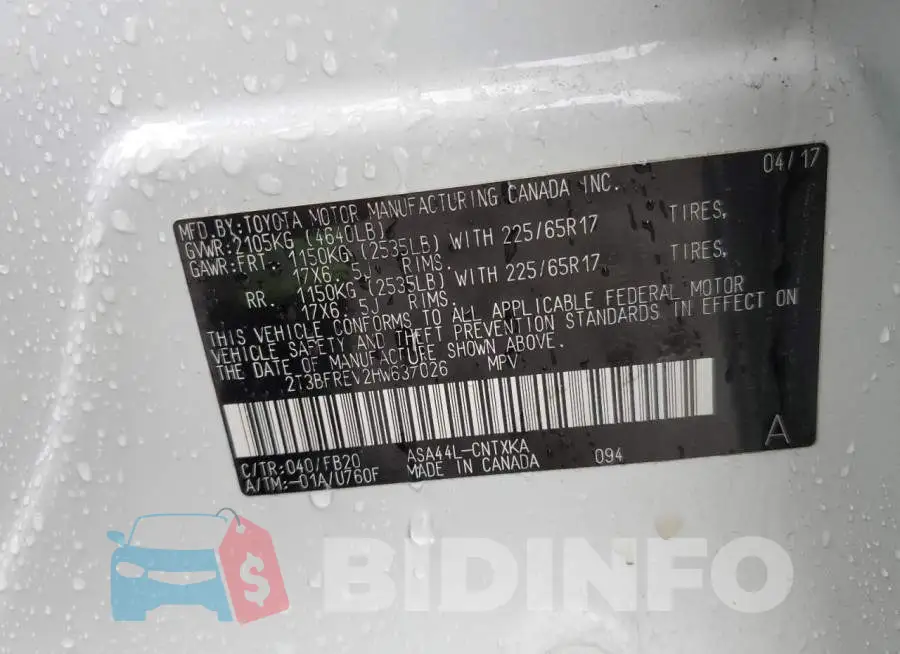 2T3BFREV2HW637026 Photo# 14