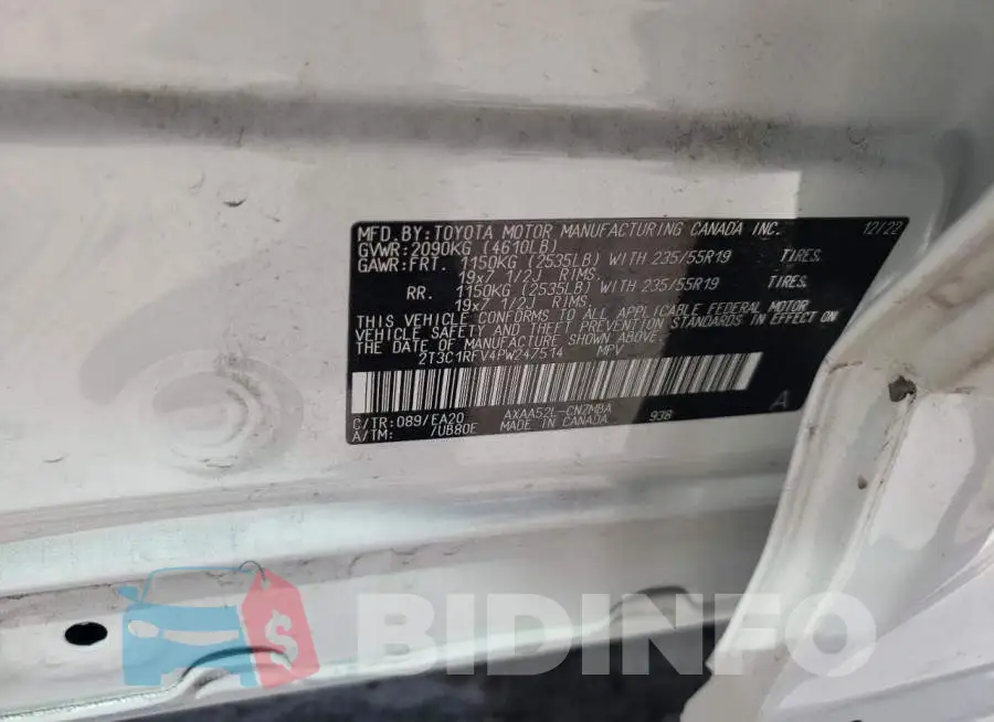 2T3C1RFV4PW247514 Photo# 13