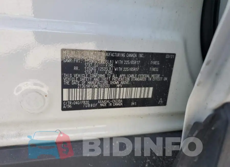 2T3G1RFV9MC193500 Photo# 12