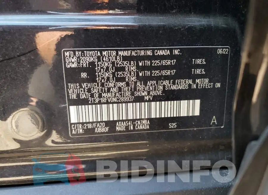 2T3P1RFV0NC289937 Photo# 12