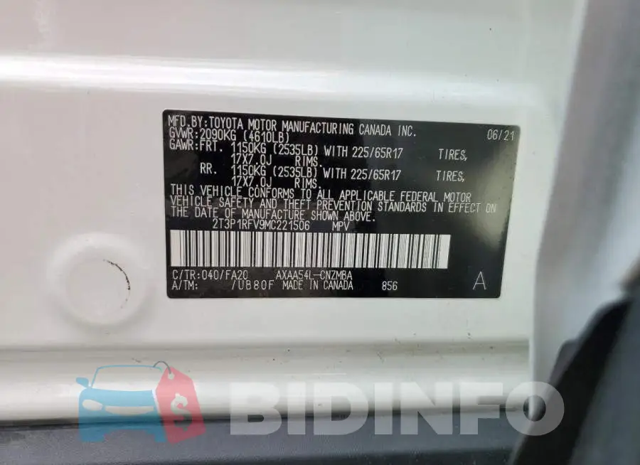2T3P1RFV9MC221506 Photo# 14