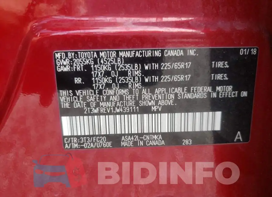 2T3WFREV1JW439111 Photo# 13