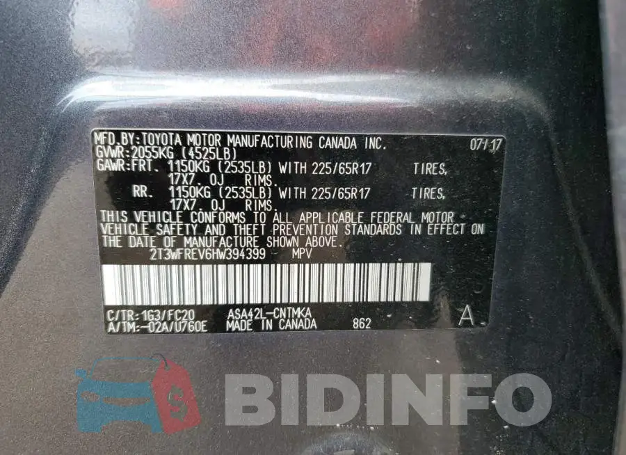 2T3WFREV6HW394399 Photo# 14