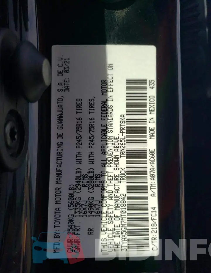 3TYAX5GN7MT018842 Photo# 12