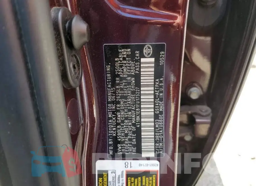 4T1BK1EB1FU175227 Photo# 12