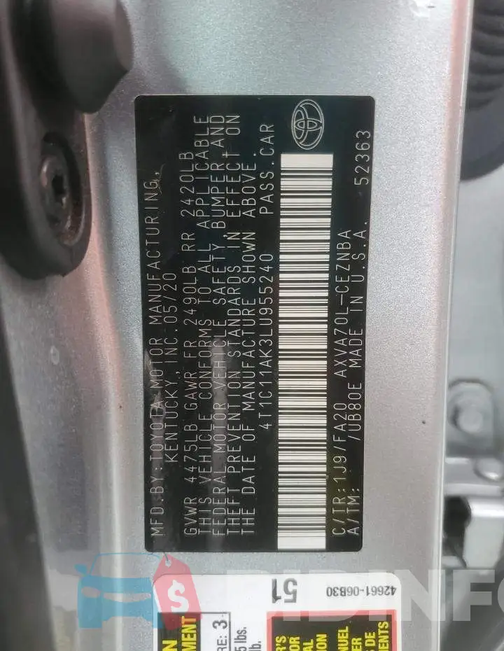 4T1C11AK3LU955240 Photo# 12