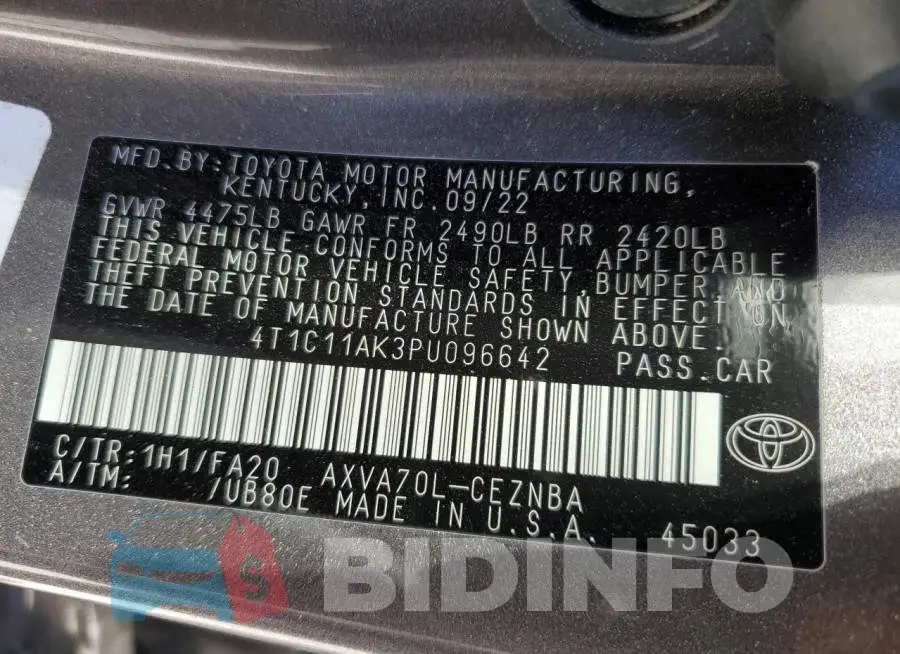 4T1C11AK3PU096642 Photo# 13