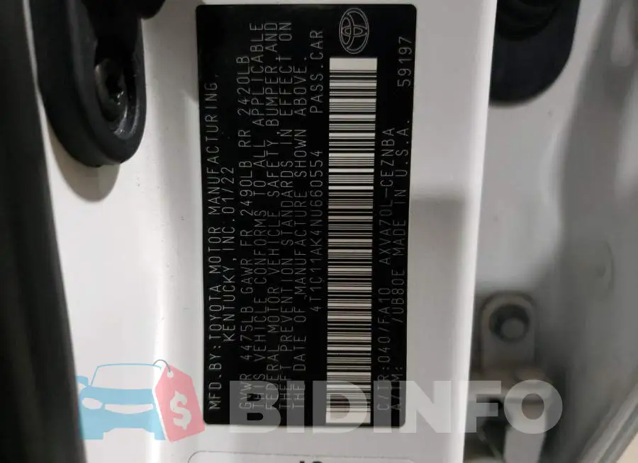 4T1C11AK4NU660554 Photo# 12