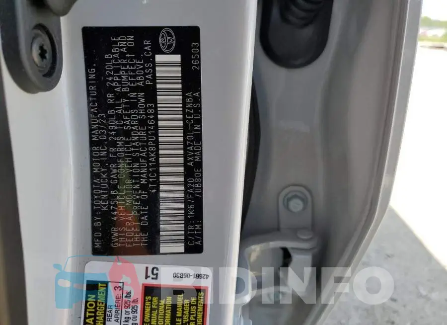 4T1C11AK8PU146483 Photo# 12