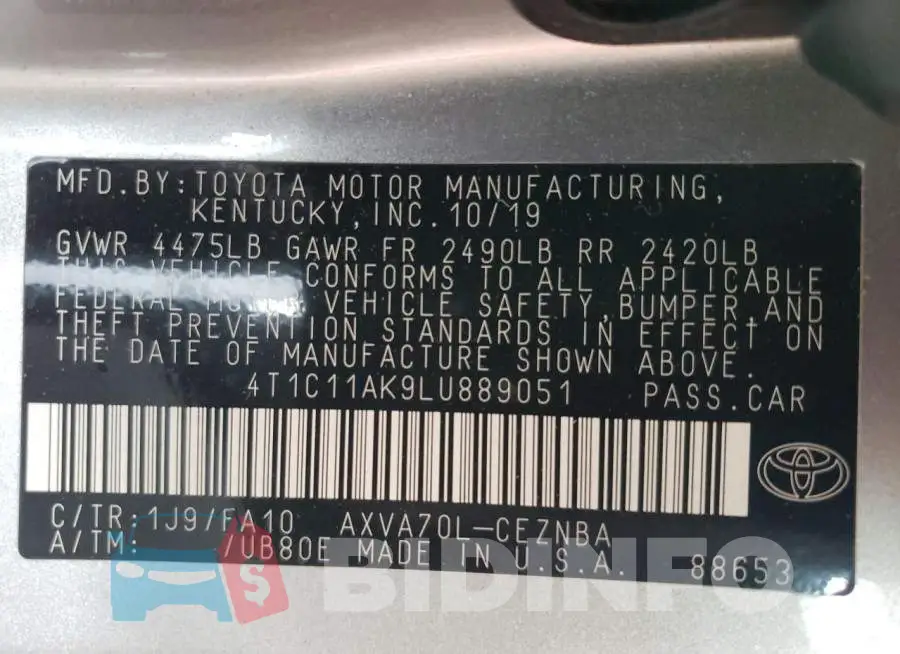 4T1C11AK9LU889051 Photo# 13