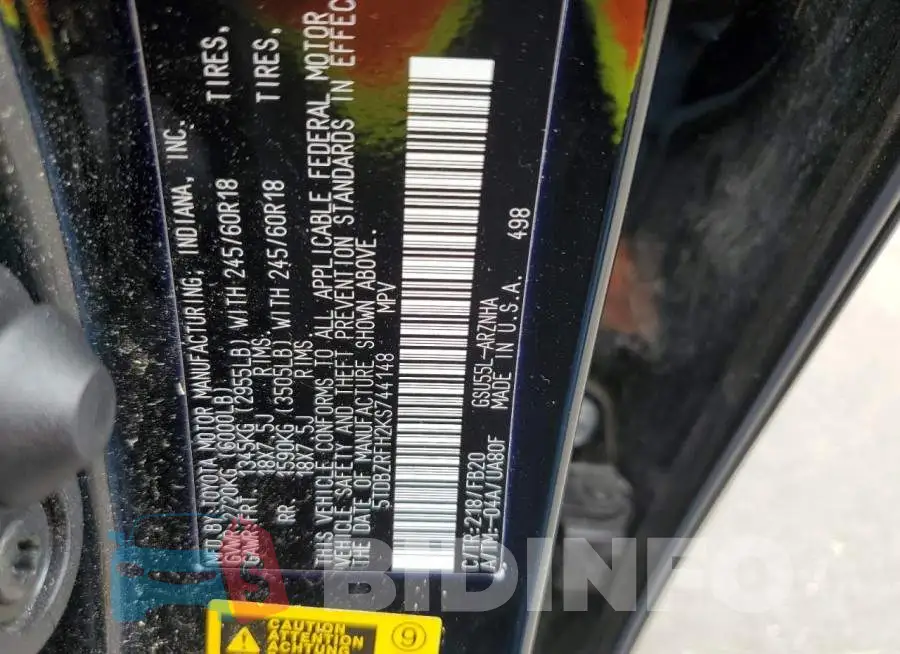 5TDBZRFH2KS744148 Photo# 14