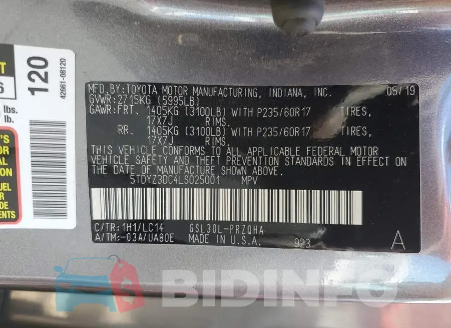 5TDYZ3DC4LS025001 Photo# 12