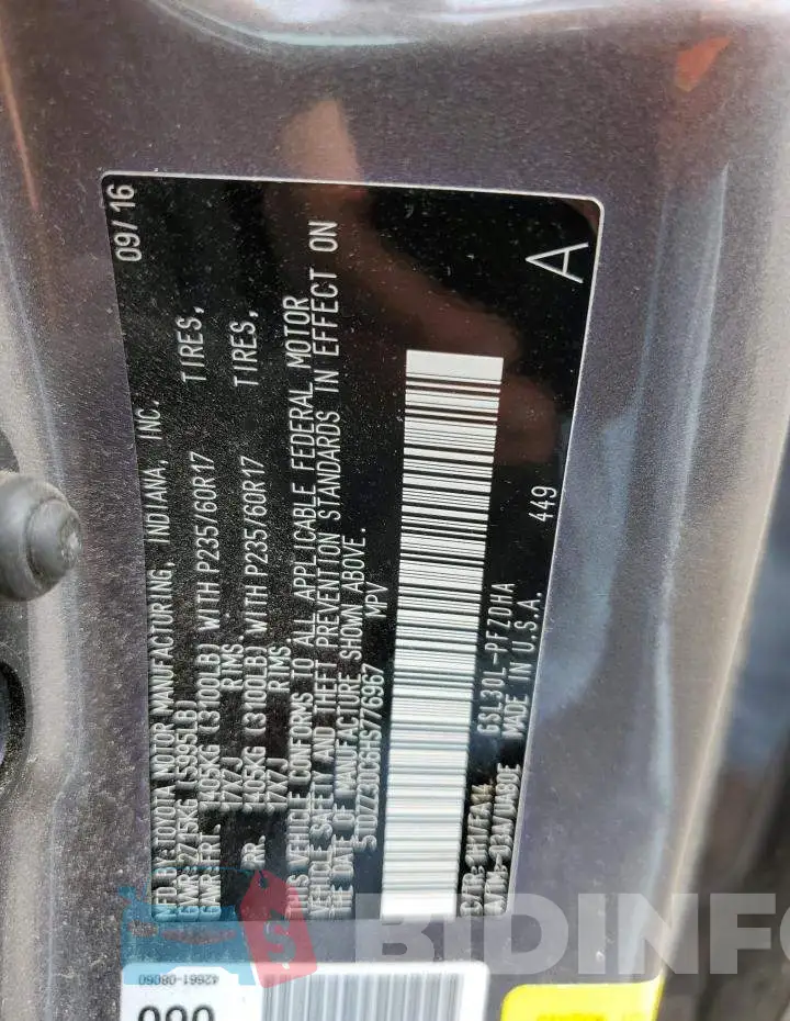 5TDZZ3DC6HS776967 Photo# 13