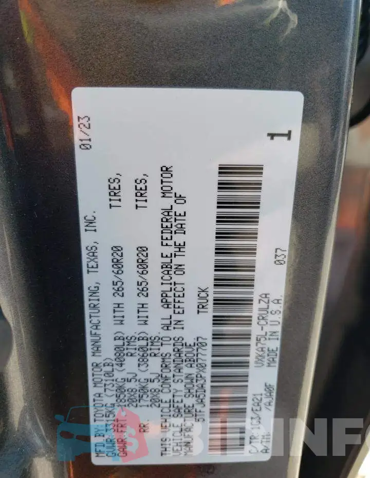 5TFJA5DA3PX077707 Photo# 12