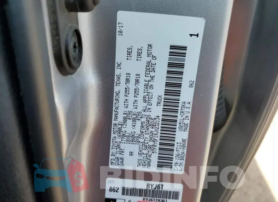 5TFRY5F19JX232134 Photo# 12