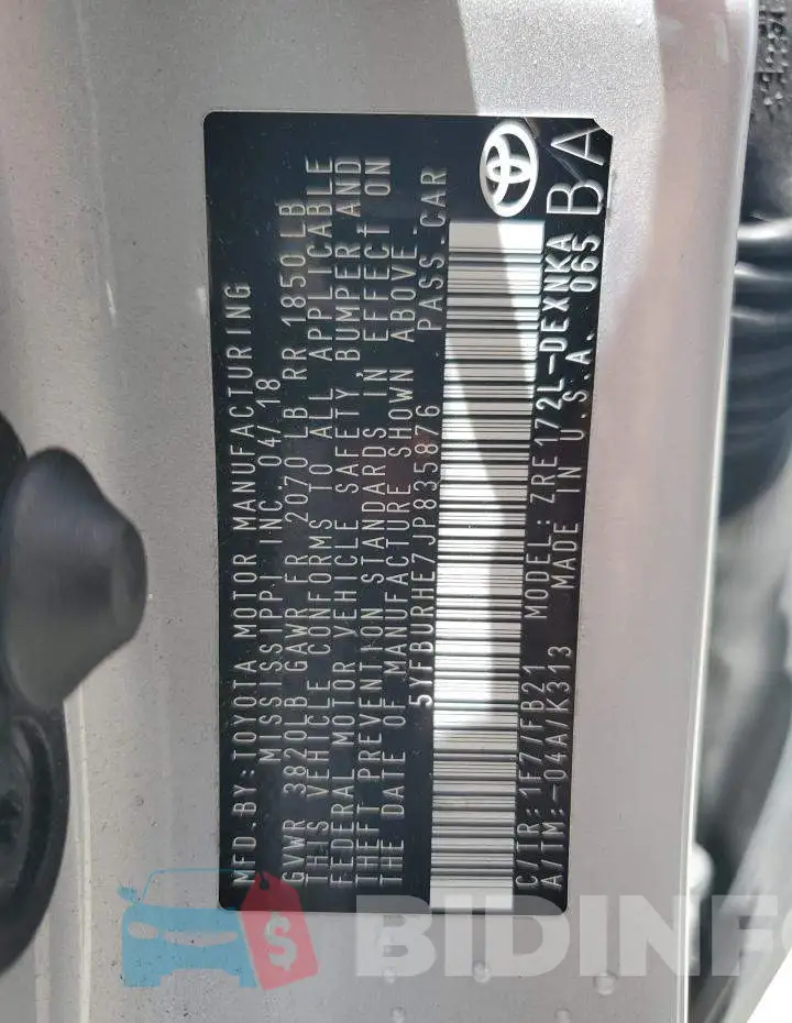 5YFBURHE7JP835876 Photo# 12