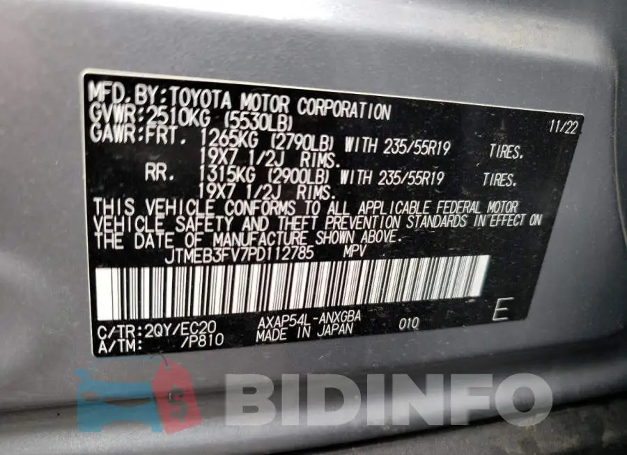JTMEB3FV7PD112785 Photo# 13