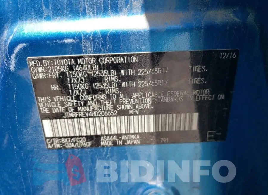 JTMRFREV4HD206652 Photo# 13