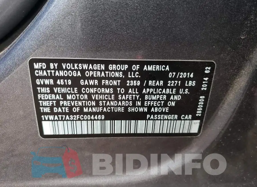 1VWAT7A32FC004469 Photo# 12