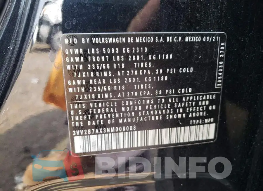 3VV2B7AX3NM008008 Photo# 13