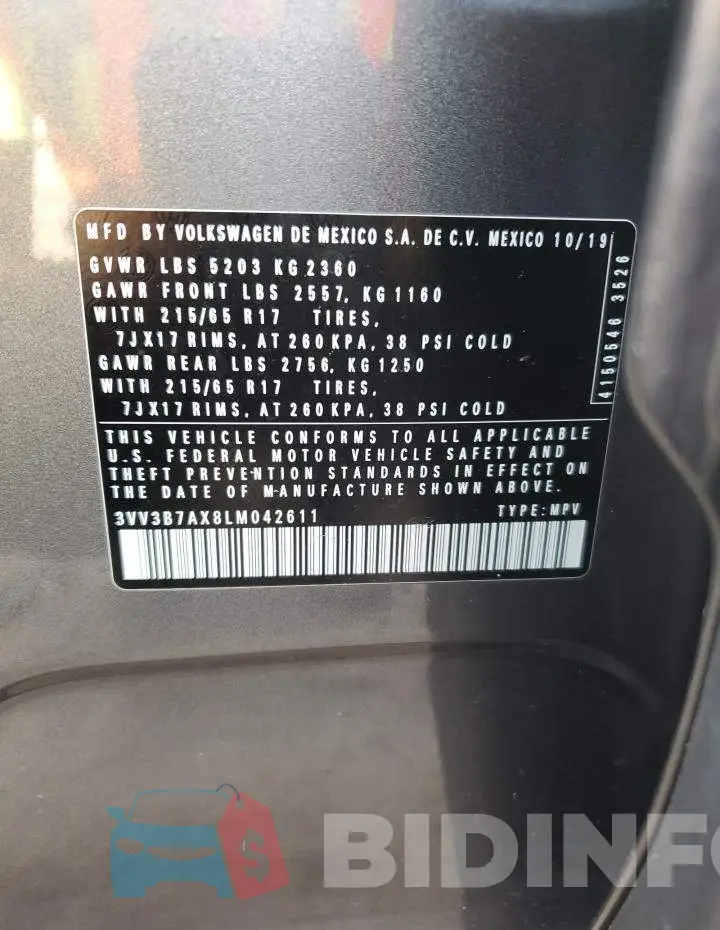 3VV3B7AX8LM042611 Photo# 13