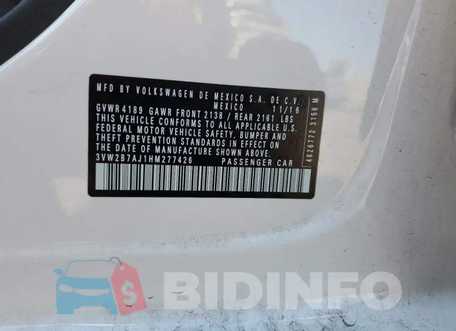3VW2B7AJ1HM277426 Photo# 12
