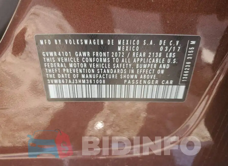 3VWB67AJ3HM361008 Photo# 12