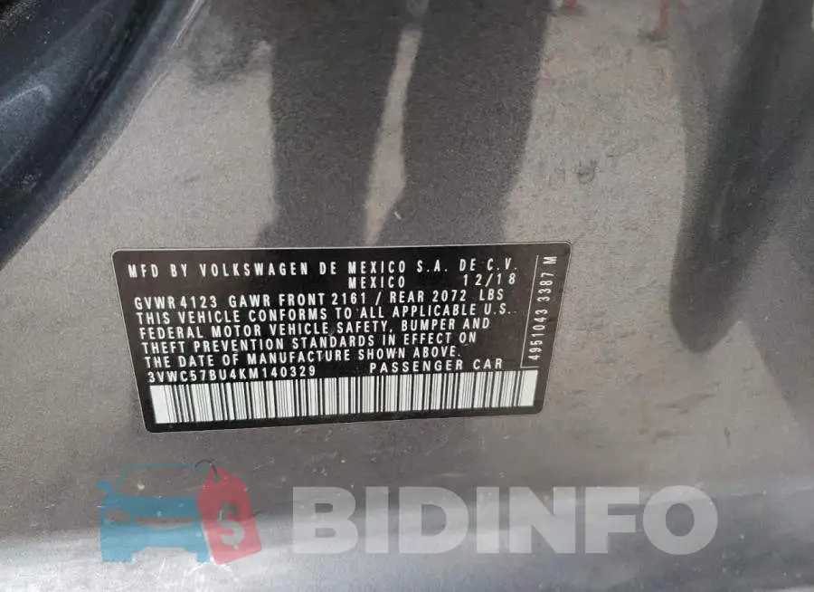 3VWC57BU4KM140329 Photo# 12