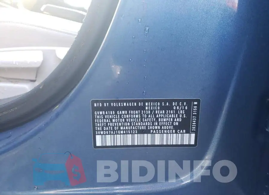 3VWD67AJ1GM415123 Photo# 12