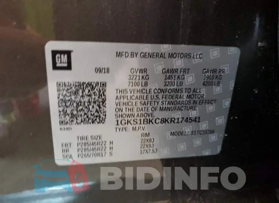 1GKS1BKC8KR174541 Photo# 14