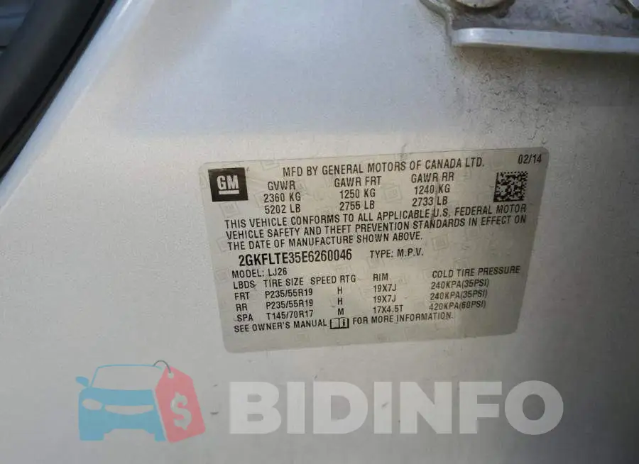 2GKFLTE35E6260046 Photo# 12