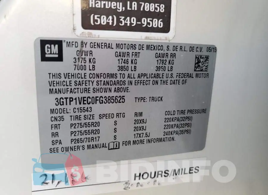 3GTP1VEC0FG385625 Photo# 12
