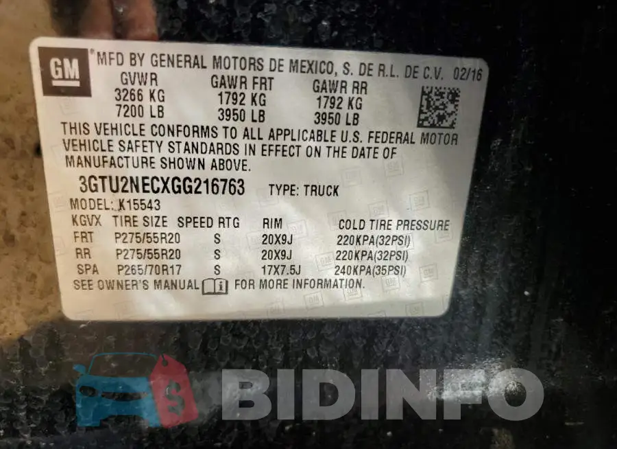 3GTU2NECXGG216763 Photo# 12