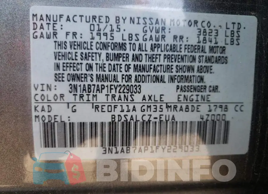 3N1AB7AP1FY229033 Photo# 12