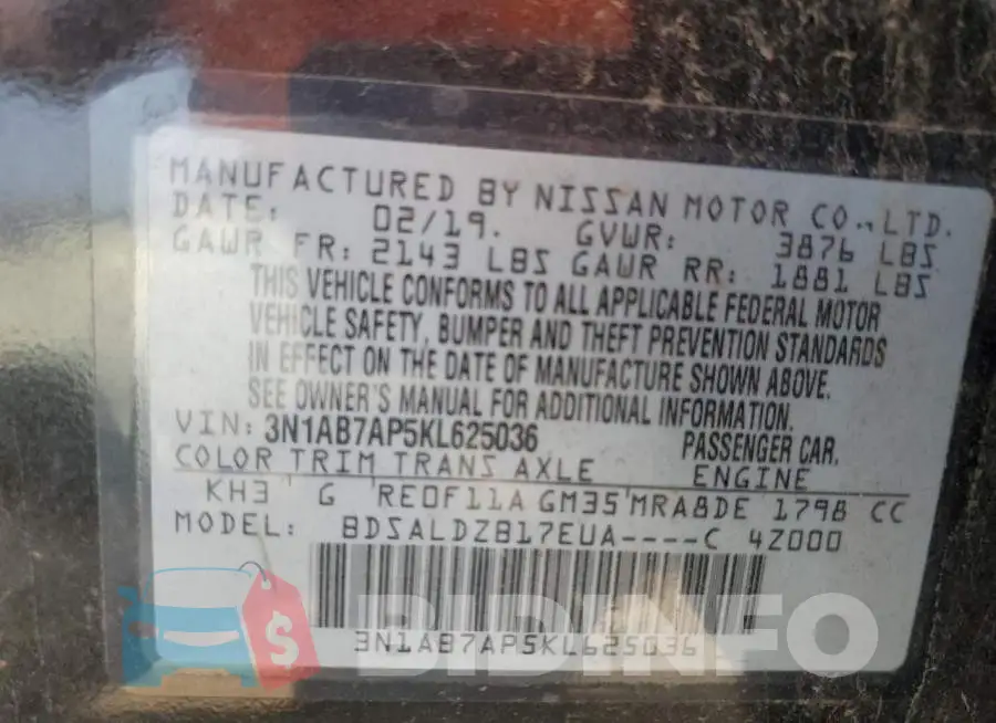 3N1AB7AP5KL625036 Photo# 12