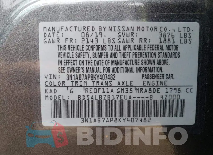 3N1AB7AP8KY407482 Photo# 12