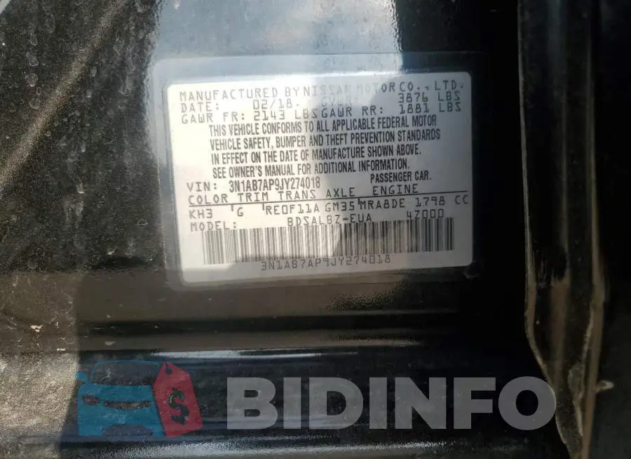 3N1AB7AP9JY274018 Photo# 13