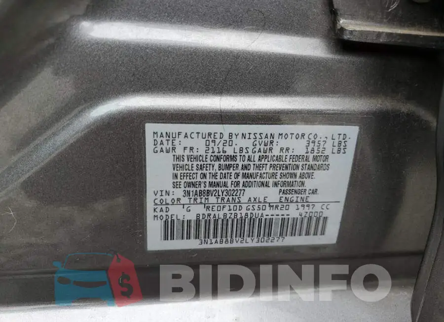 3N1AB8BV2LY302277 Photo# 12