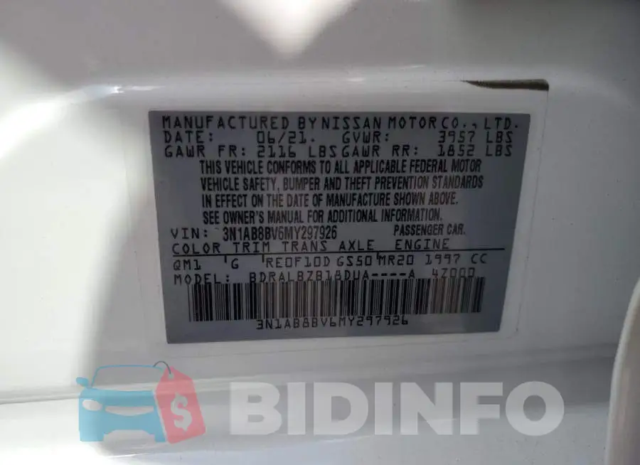 3N1AB8BV6MY297926 Photo# 12