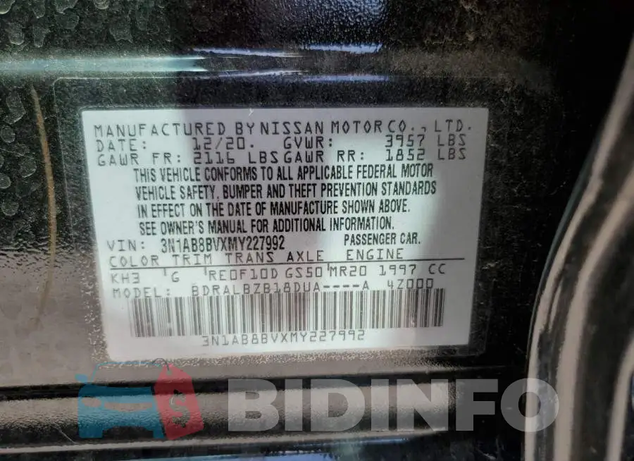 3N1AB8BVXMY227992 Photo# 12