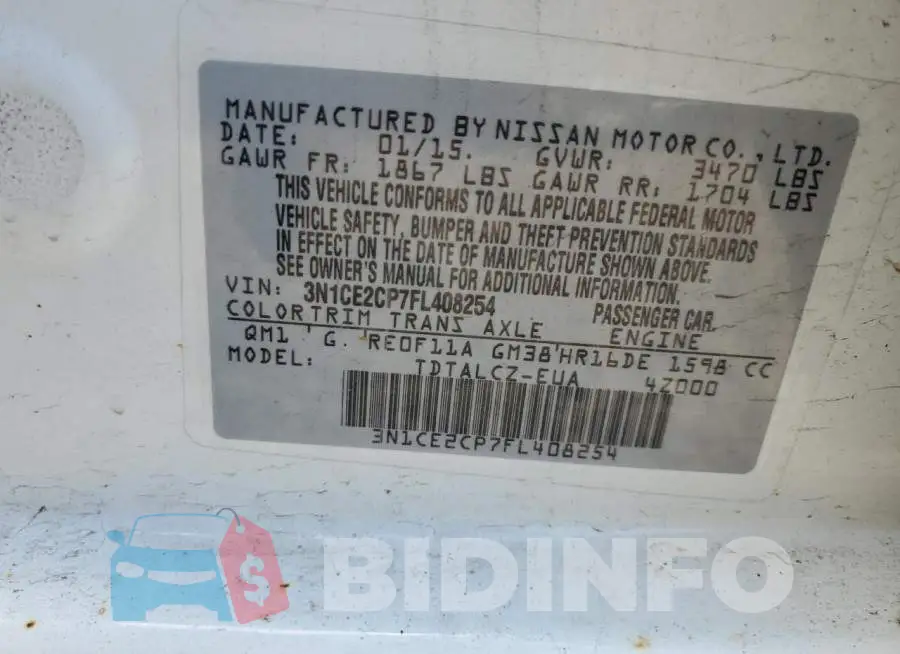 3N1CE2CP7FL408254 Photo# 13