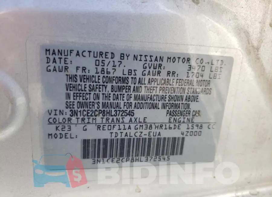 3N1CE2CP8HL372545 Photo# 12