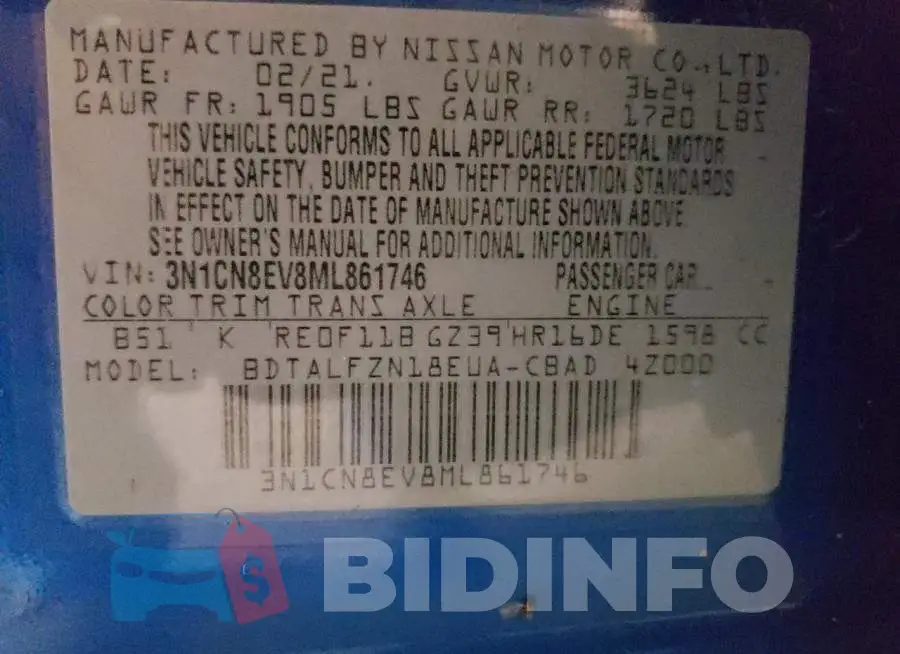 3N1CN8EV8ML861746 Photo# 12
