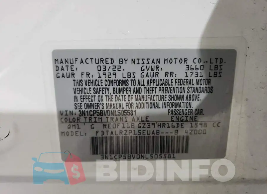 3N1CP5BV0NL505581 Photo# 12