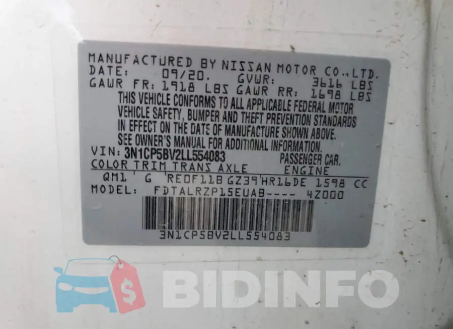 3N1CP5BV2LL554083 Photo# 12