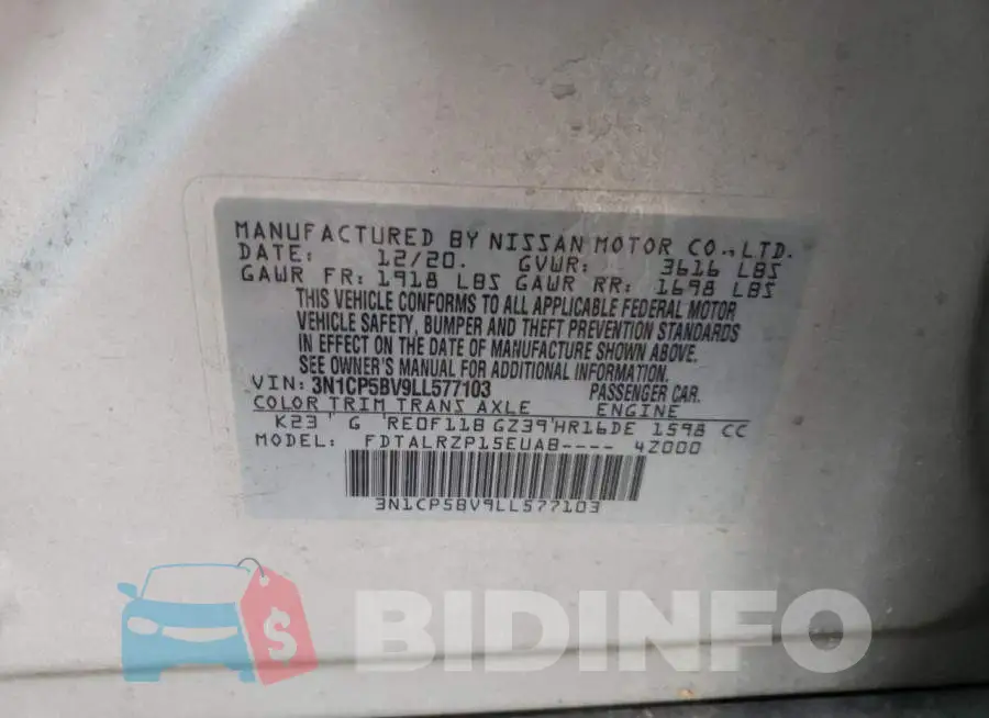 3N1CP5BV9LL577103 Photo# 12