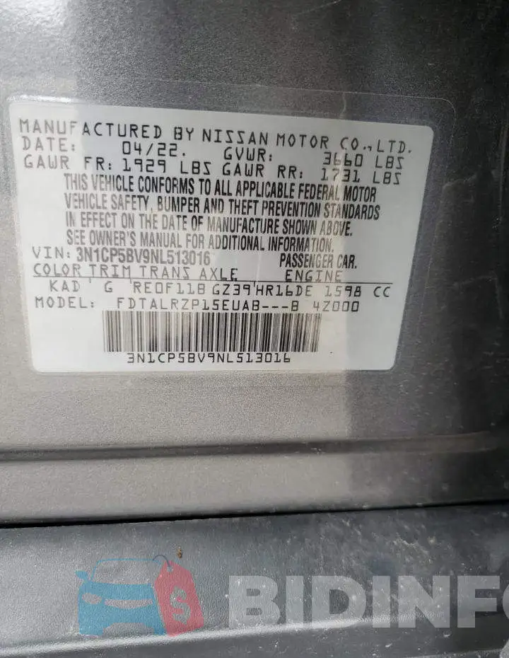 3N1CP5BV9NL513016 Photo# 13