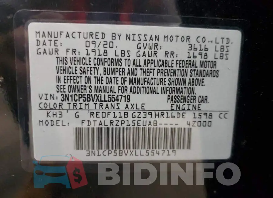 3N1CP5BVXLL554719 Photo# 12