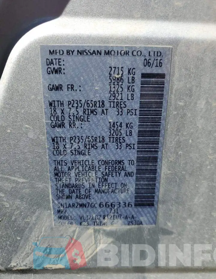 5N1AR2MN7GC666336 Photo# 12