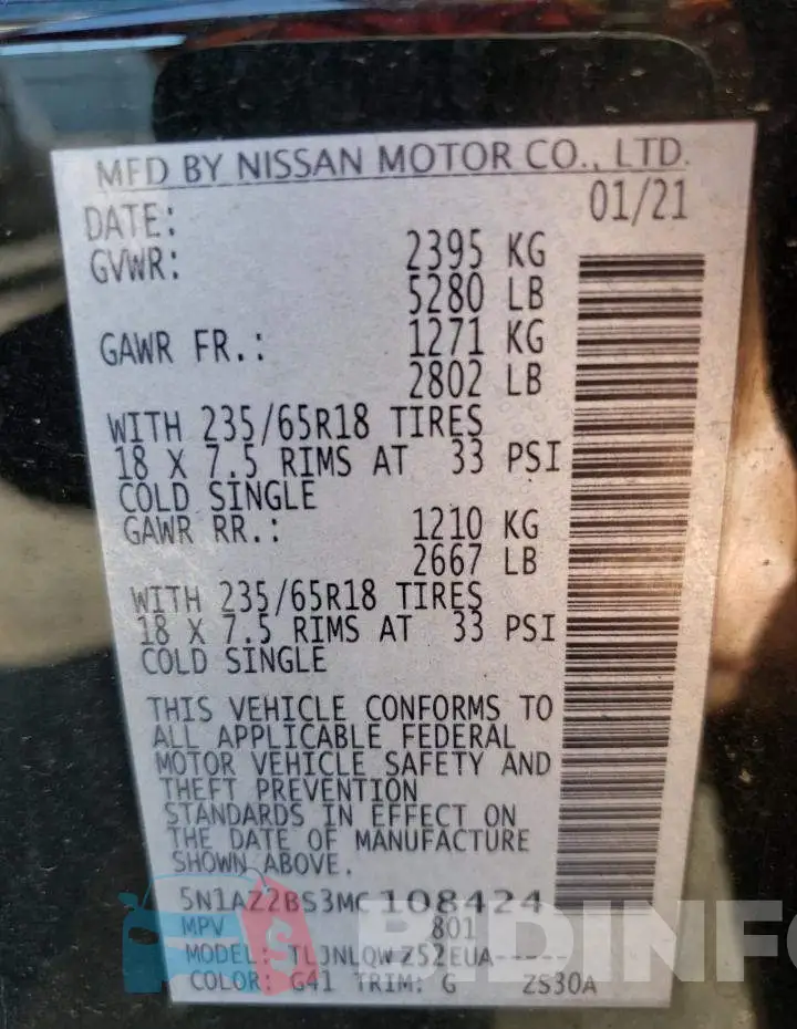 5N1AZ2BS3MC108424 Photo# 12